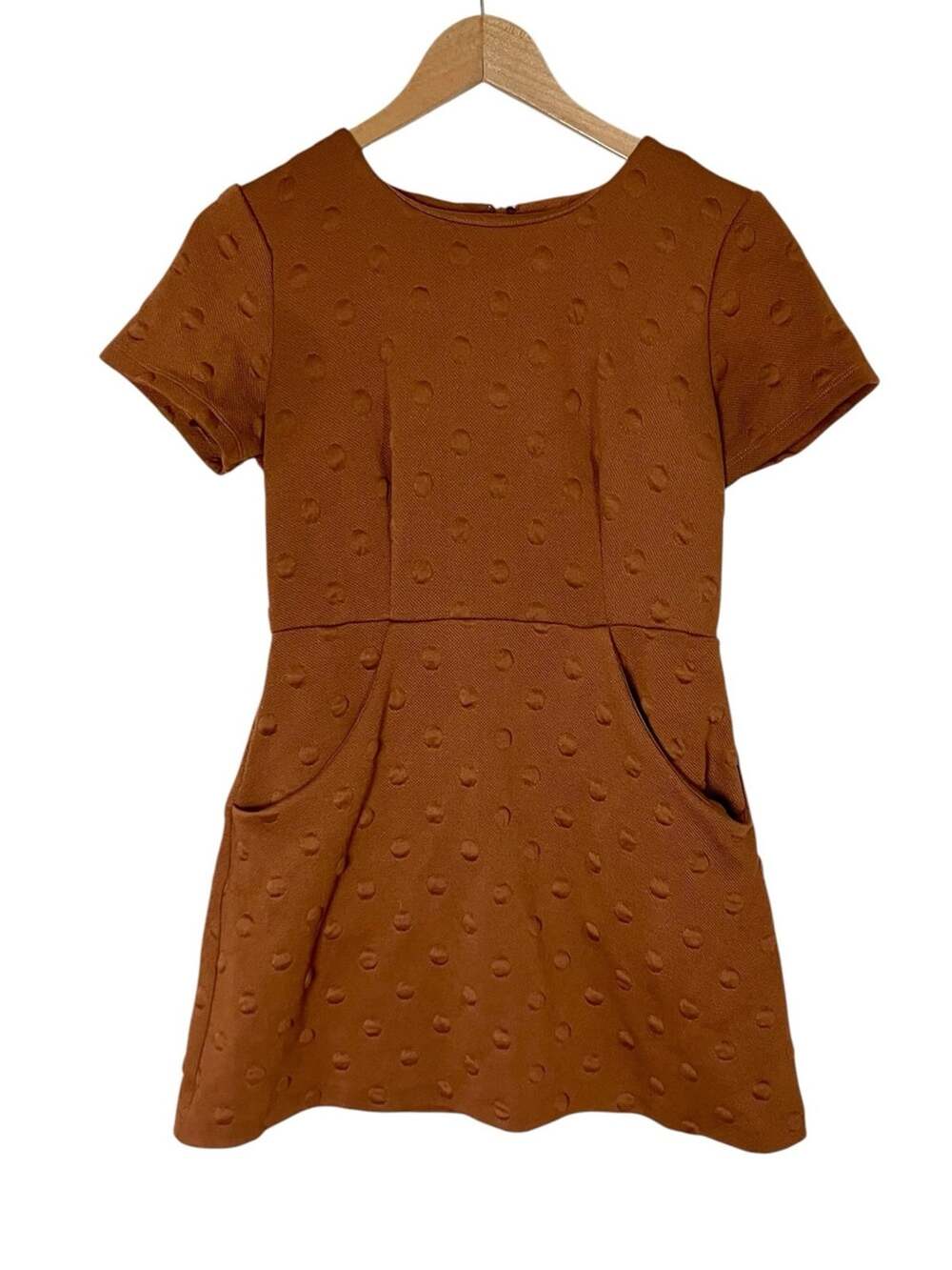 Hutch Circle Textured Knit Skater Mini Dress Brown Size Medium Petite